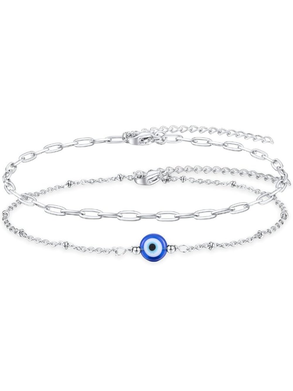 Layered Evil Eye Bracelet & Anklet Set, Amulet Nazar Jewelry for Women